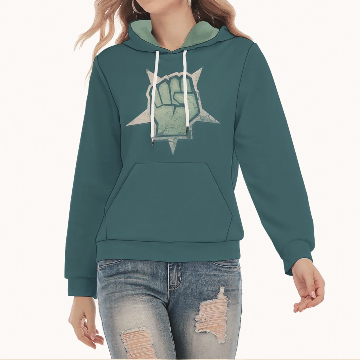 Printed Hoodie Women Slim Style Girl Power