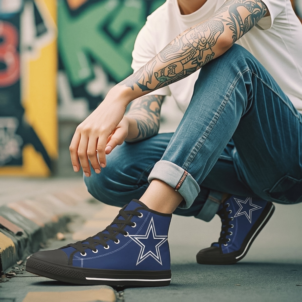 Footwear men deep blue y2k style high top sneakers canvas black solid rubber sole star gazer
