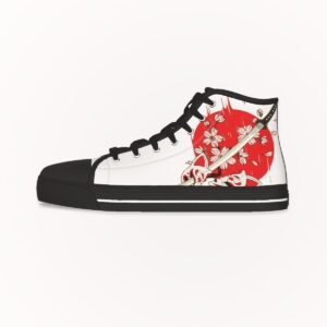 High-Top sneakers Japanese Rising Sun with Sword,Black Sole, Right Side