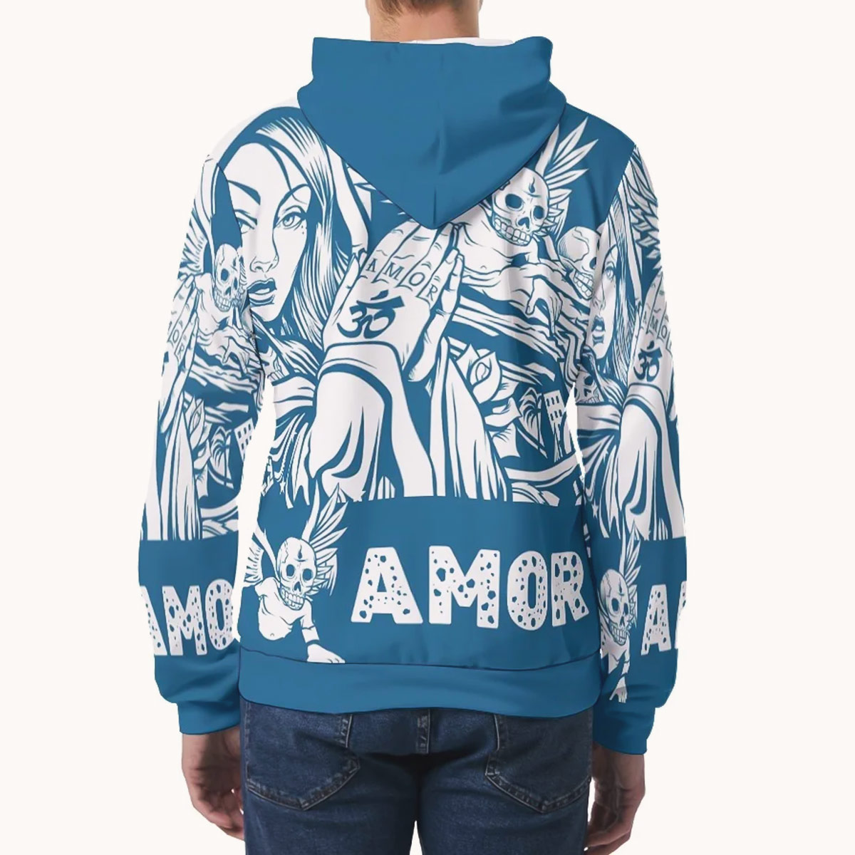 Printed classic hoodie men Graffiti Amor_backside