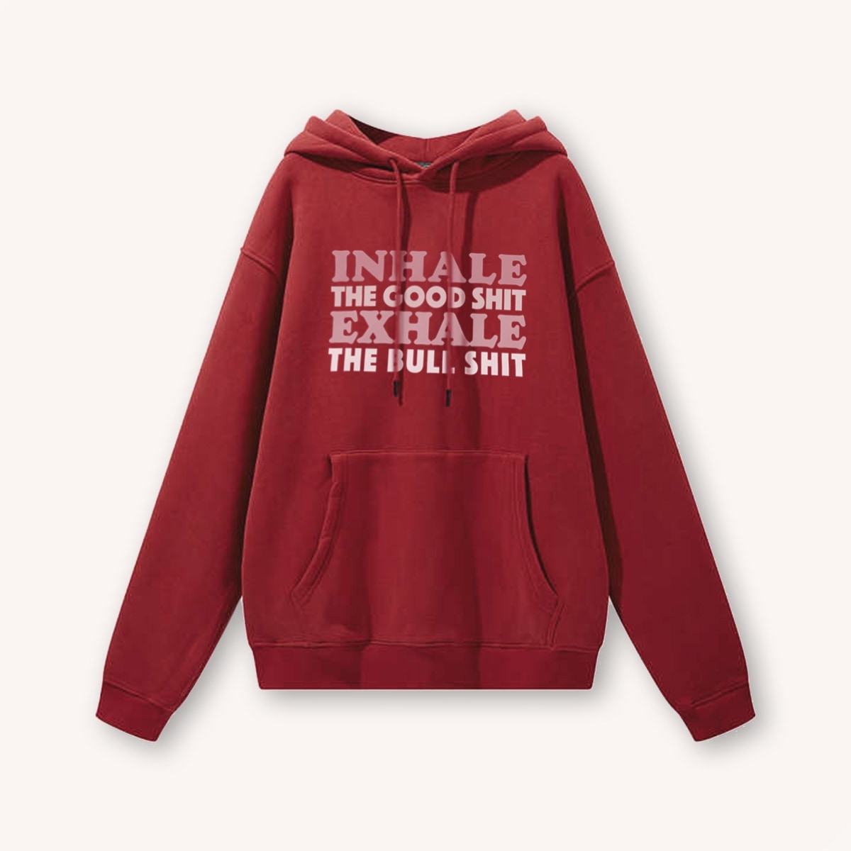 Oversized hoodie for women with pockets and draw strings, red color