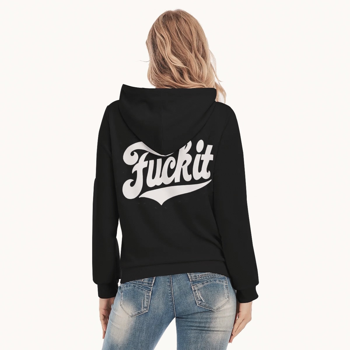 Printed Hoodie for Women Slim Style Fuck It, Backside
