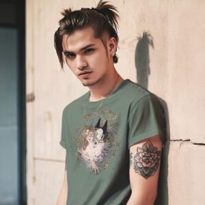 Printed t-shirt for men vintage kitsch love bite
