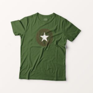 T-shirt for men printed with World War 2 Allied Star emblem, army green