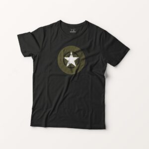 Printed T-shirt for men with World war 2 Allied Star emblem, black