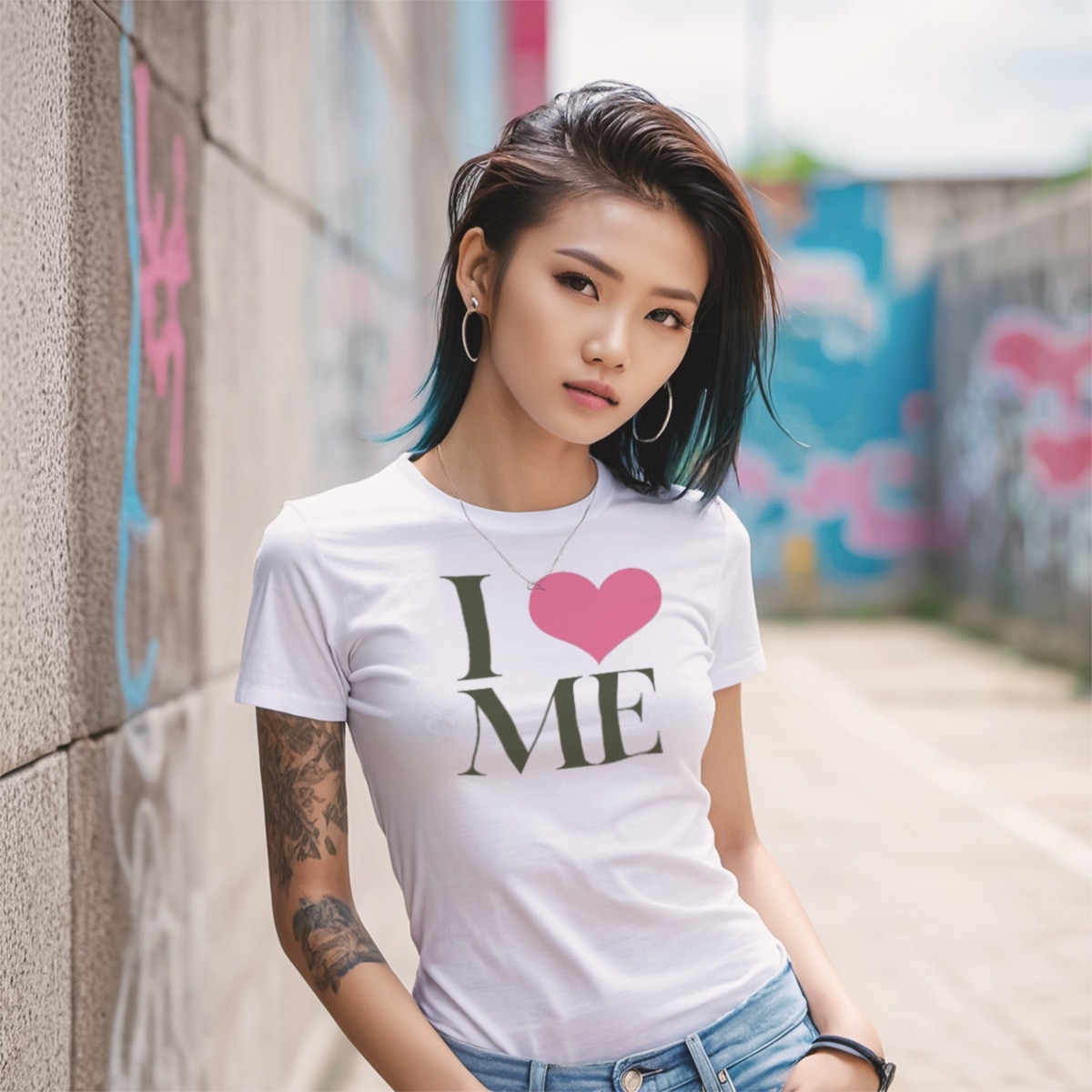 T Shirt Women Classic cotton Tee I Heart Me