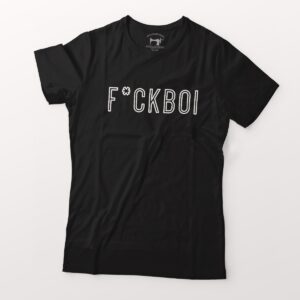 Printed T-shirt for women with fuck boi print, black