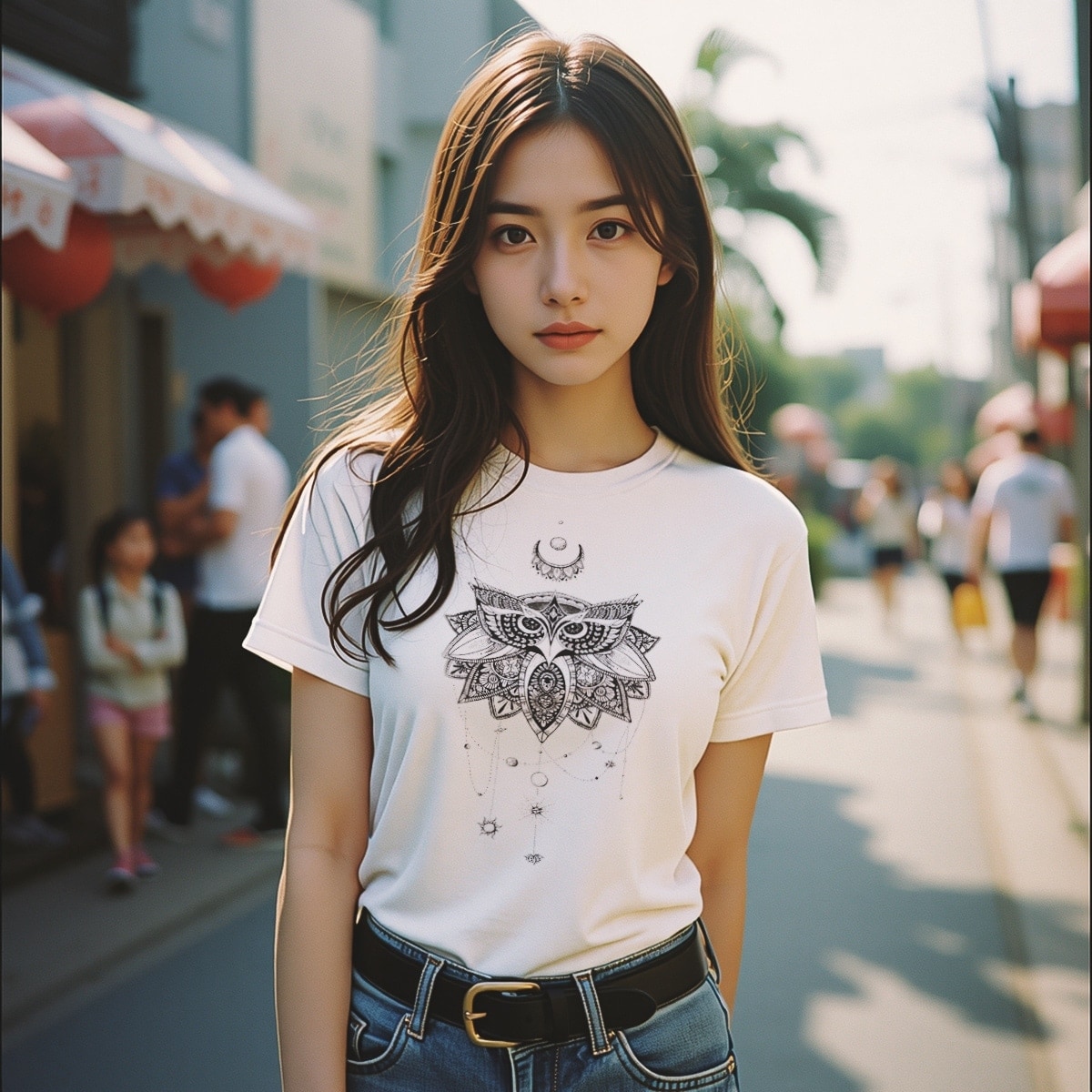 T Shirt Women Black White Vintage Owl