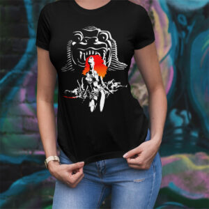 T-shirt for women with vintage kitsch b-movie print