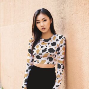 Top Women Crop Top Cow Print Brown Cow Crop