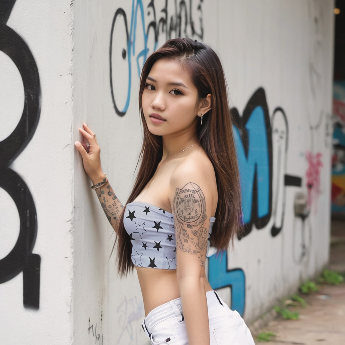 Tube top cropped Harajuku Y2K style vintage stars