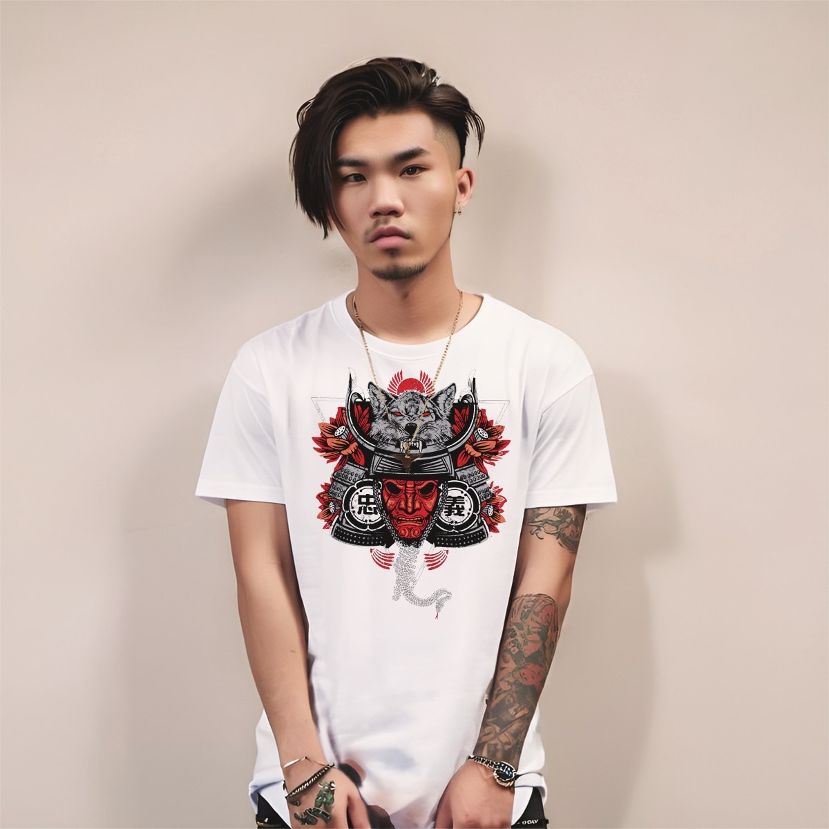 T Shirts Men Yipe Tee Japanese Samurai Warrior Mask