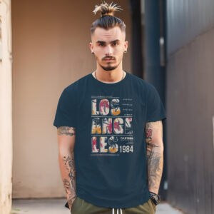 Printed T Shirt Men Classic Vintage Street wear Style Los Angeles 1984