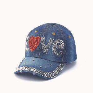 Denim Baseball Love Bling Cap Dark Blue