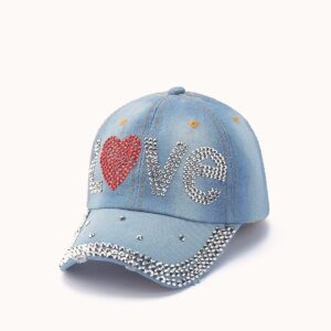 Denim Baseball Love Bling Cap Light Blue