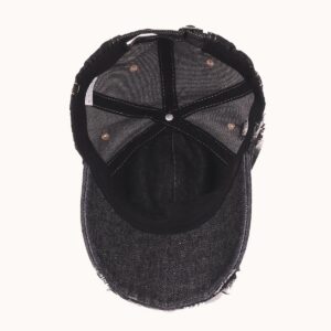 Vintage Washed Distressed Denim Baseball Cap Inside