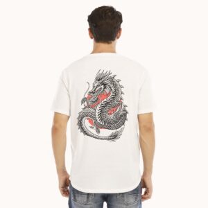 T-shirt for men with Chinese dragon, white color