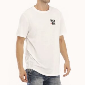 Printed T-shirt for men with Chinese dragon, white color, front side
