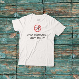 Printed T-shirt for men white cotton drink responsibly