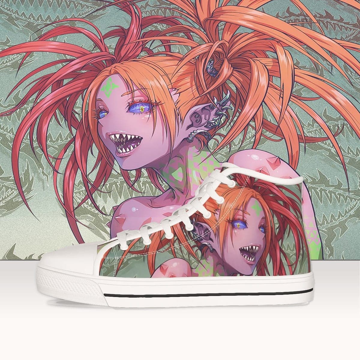 High Top Canvas Sneakers Manga Demon Girl ,Manga Smile
