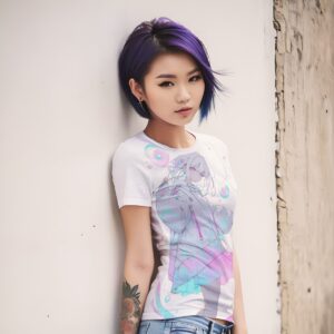 Printed 3D T Shirt Women's anime Pink Bubbles