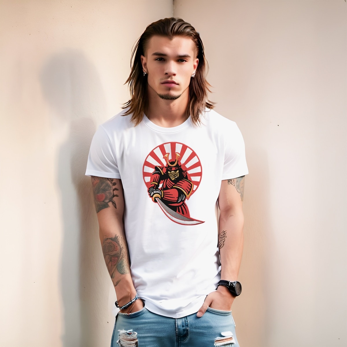 T Shirt Men Yipe Tee Japanese Samurai Sword
