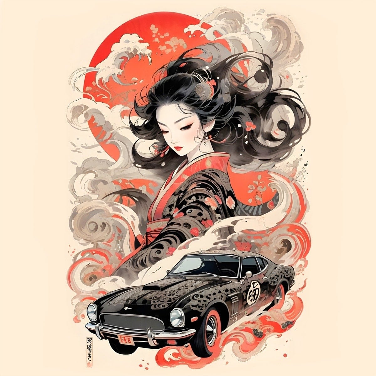 T Shirt Women 3d Harajuku Vintage Japanese Sumie Ink Geisha Version 2 Artwork