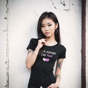Printed T Shirt Women's Think Before You Pink