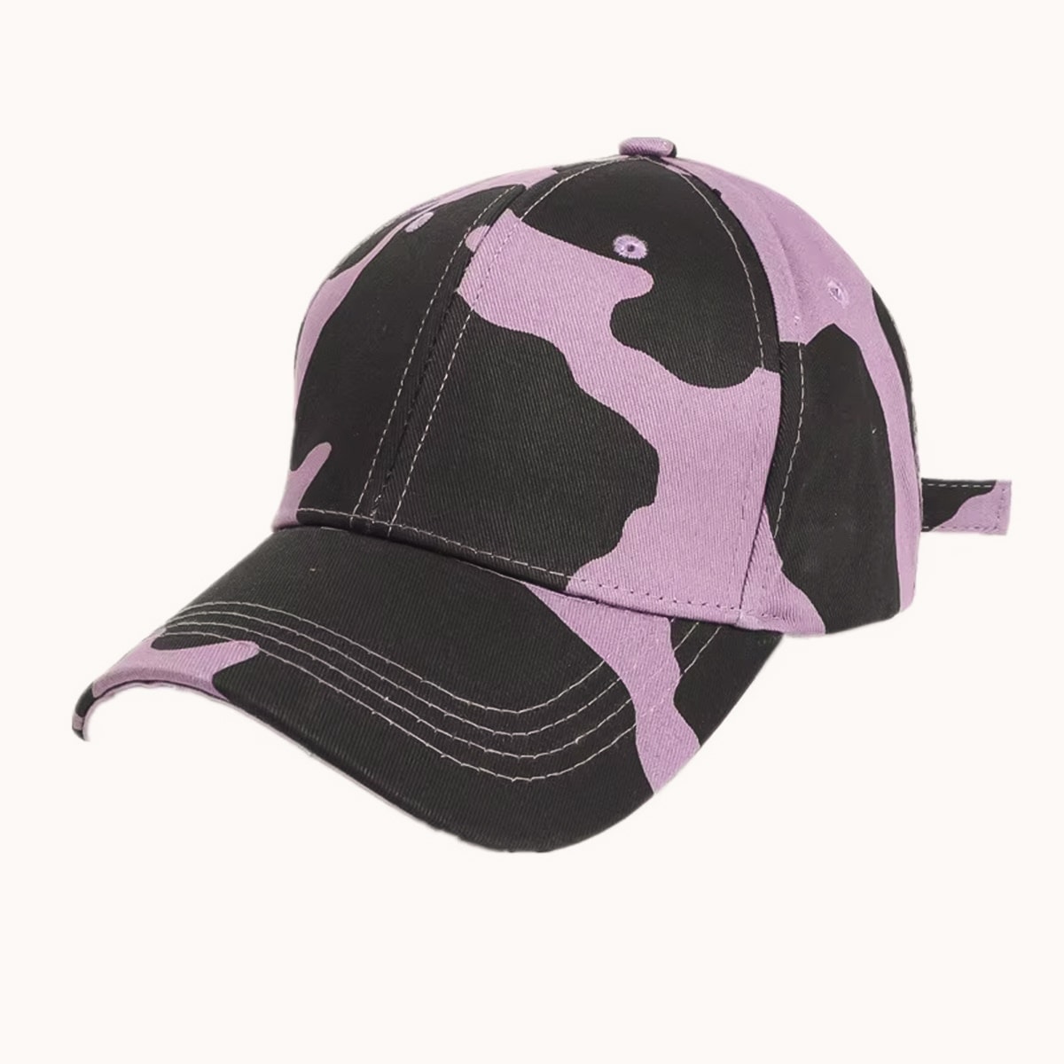 Baseball Cap Purple Cow Pattern