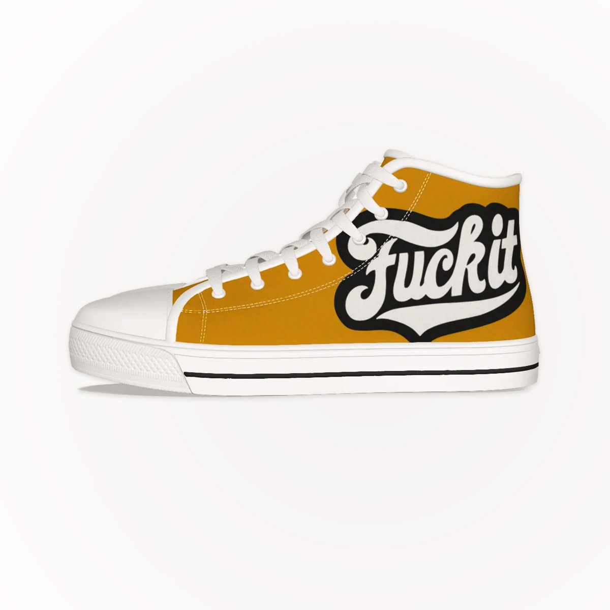 Footwear High Top Canvas Sneakers Fuck It, Orange, Right Side