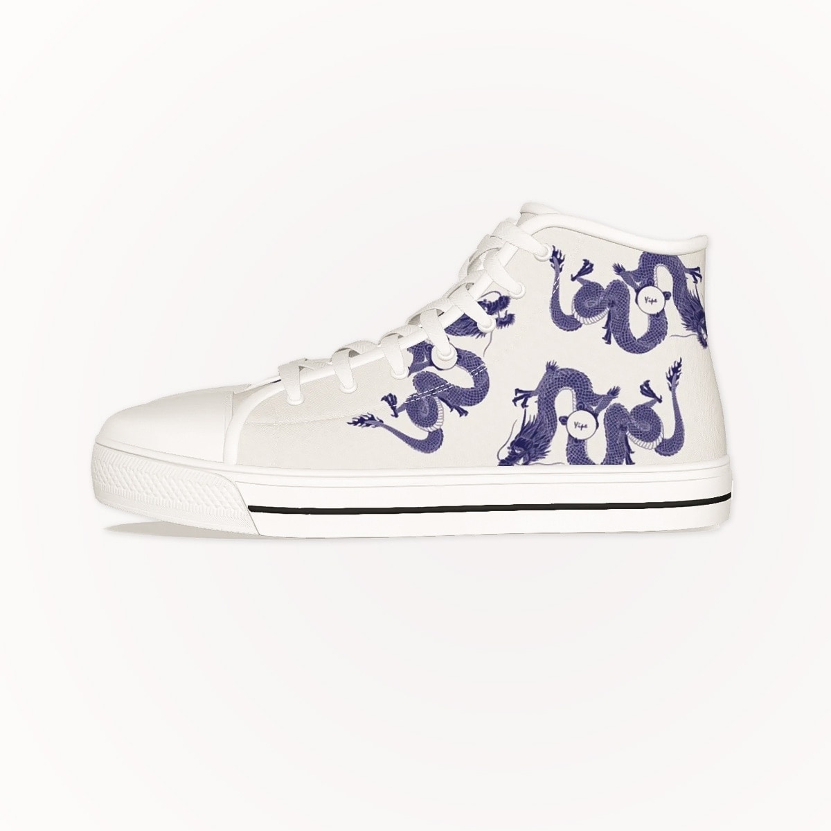 High Top Sneakers Blue Dragon White Color Right Side