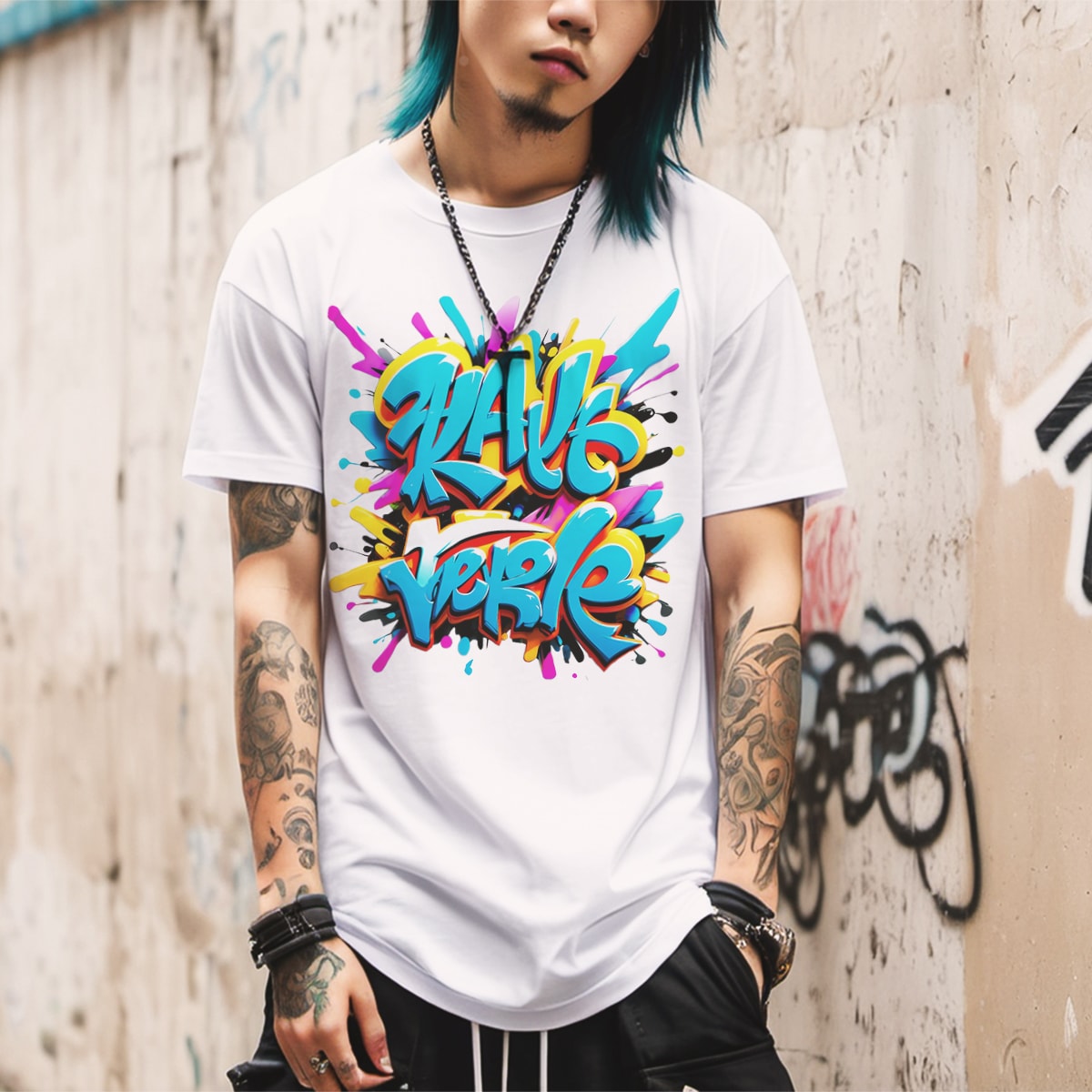 T Shirt Men Classic Cotton Tee Graffiti Dude