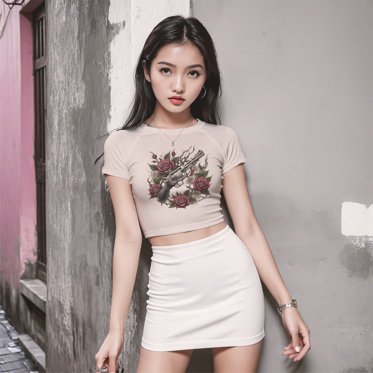 T Shirt Women Cute Feminine Cotton Yipe Tee Guns N Roses