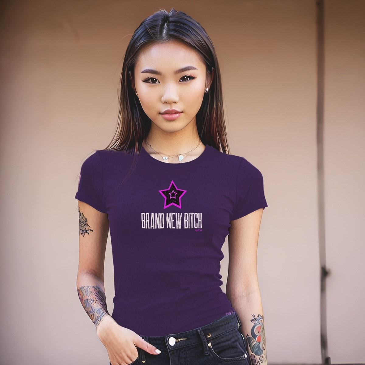 T Shirt Women Yipe Tee Brand New Bitch Color Purple