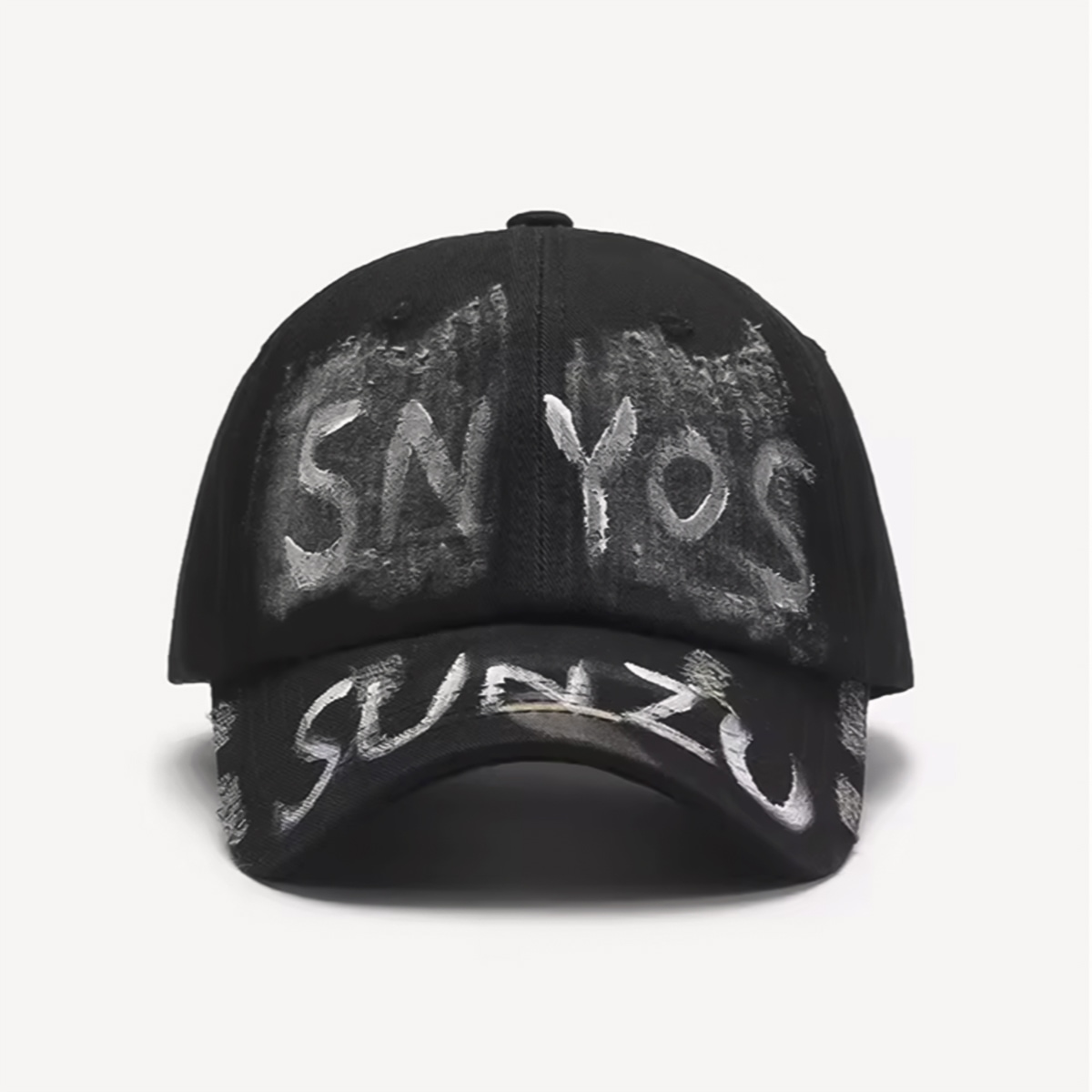 Caps graffiti curved brim denim base ball cap color black