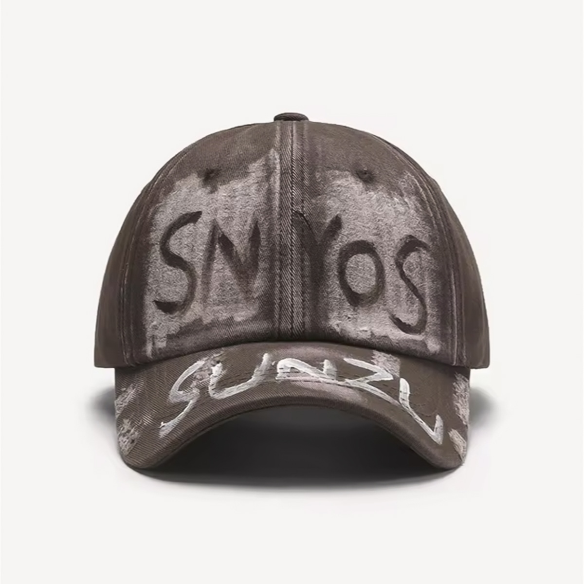 Caps graffiti curved brim denim base ball cap color brown