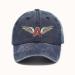 Caps washed cotton distressed vintage printed baseball cap a team navy blue