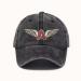 Caps washed cotton distressed vintage printed baseball cap a team black