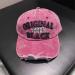 Caps distressed washed vintage embroidered denim baseball cap the black burgundu