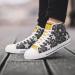 Footwear women high top sneakers grey canvas stars yellow shoe tongue charcoal dream