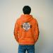 Classic Pull-over orange graphic Hoodie Japanese Tiger Head Print, Back side