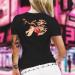 T-shirt for women with snake girl demon, print, black cotton