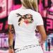 T-shirt for women with snake girl demon, print, white cotton