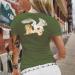 T-shirt for women with vintage Leda And The Swan print, Army Green color