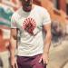 T-shirt for men with Japanese samurai and sword print, white color