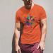 T-shirt for men with neon stockings print, orange