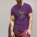 T-shirt for men with neon stockings print, purple
