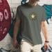 T-shirt for men with Allied Star emblem, green cotton