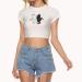 Crop top with angel and devil print, black and white colors