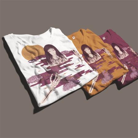 T-shirt for women with Japanese fantasy full moon swamp print